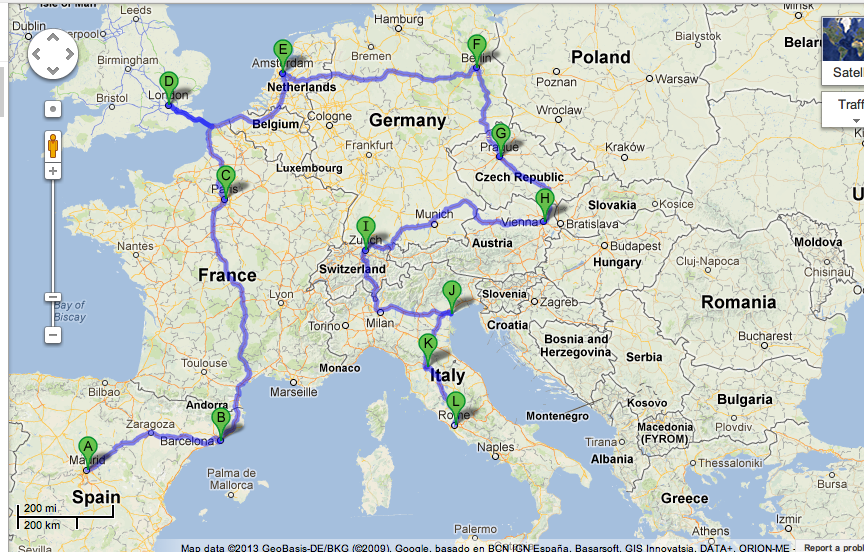 Trip Planner Europe Map