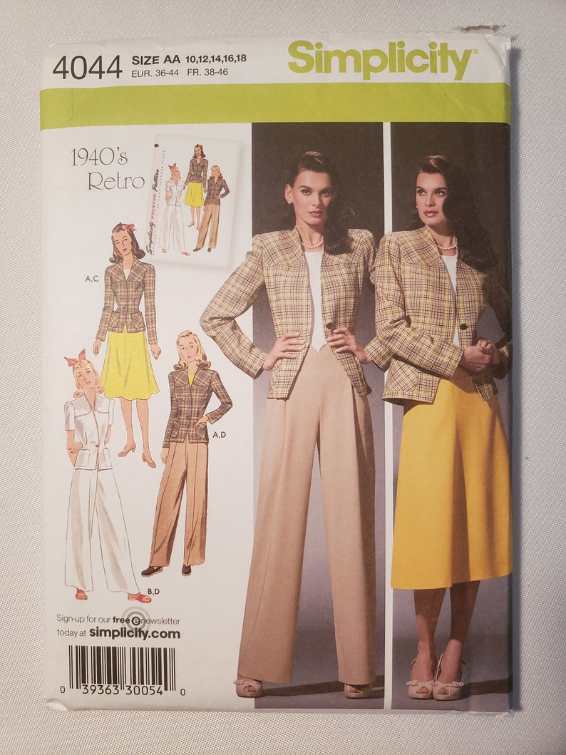 Hollywood 1802 1940s Misses Tunic  Pants 34 B Vintage Sewing Pattern   Vintage4me2