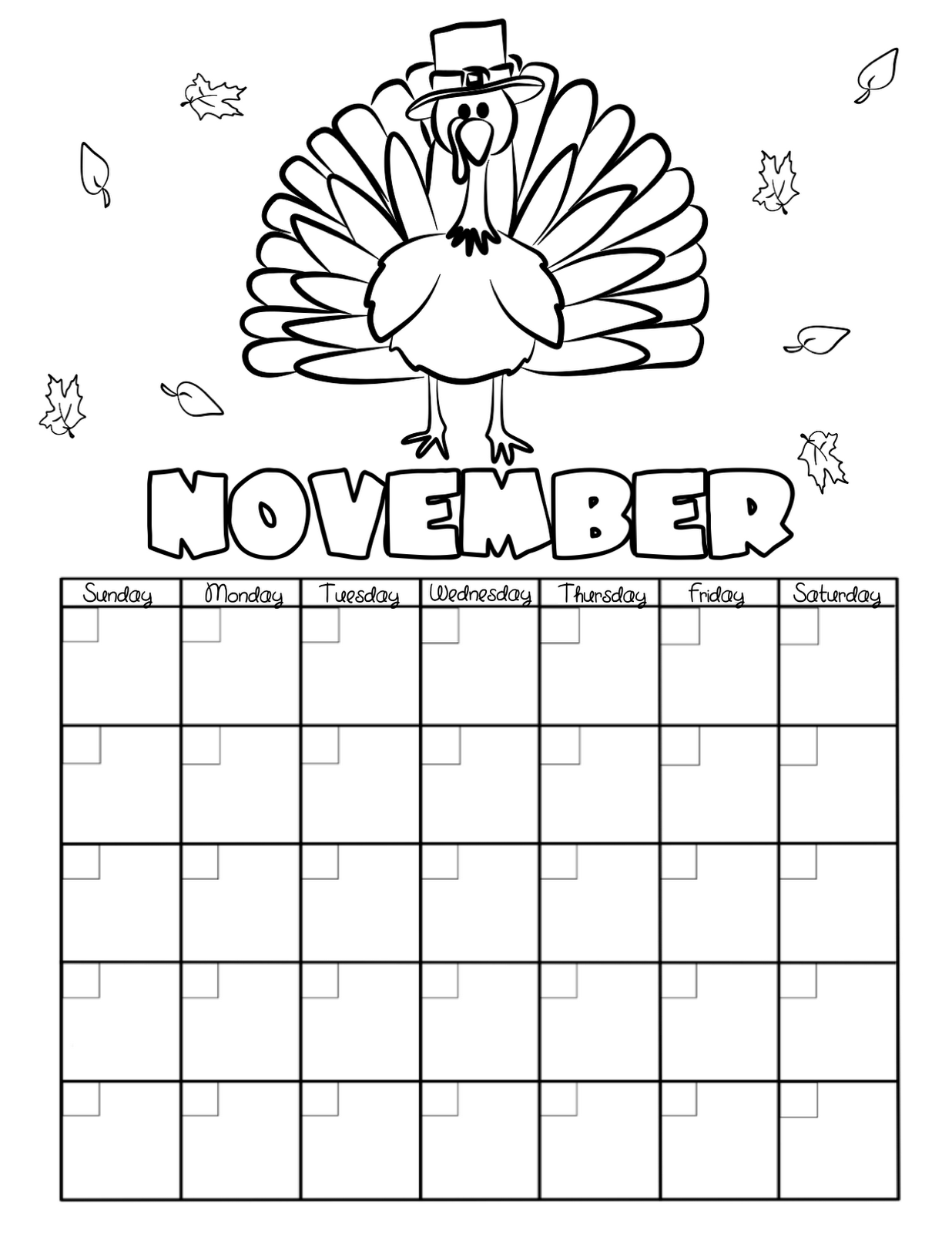 Printable November Calendar For Kindergarten