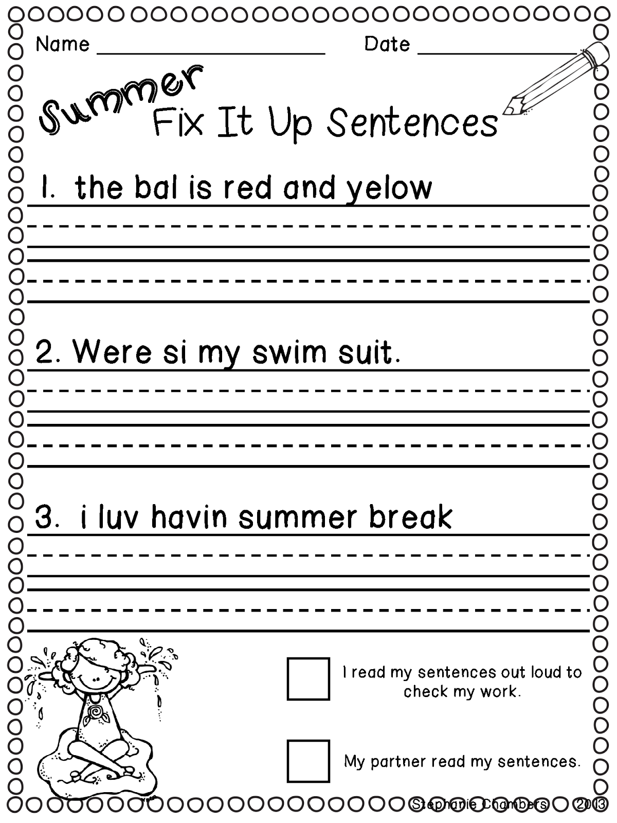 Fix The Sentence Worksheets 6th Grade