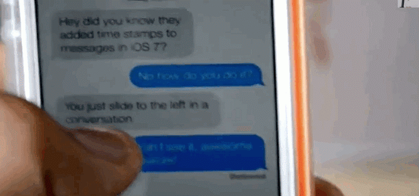 Reveal timestamps on text messages Reveal timestamps on text messages