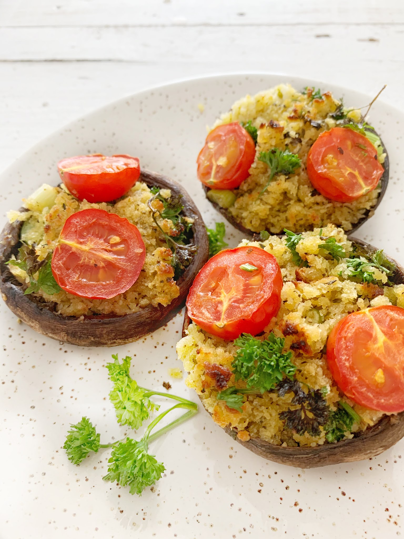 Garlic Butter Stuffed Portobello Mushrooms | Vegan | Shannon Michelle