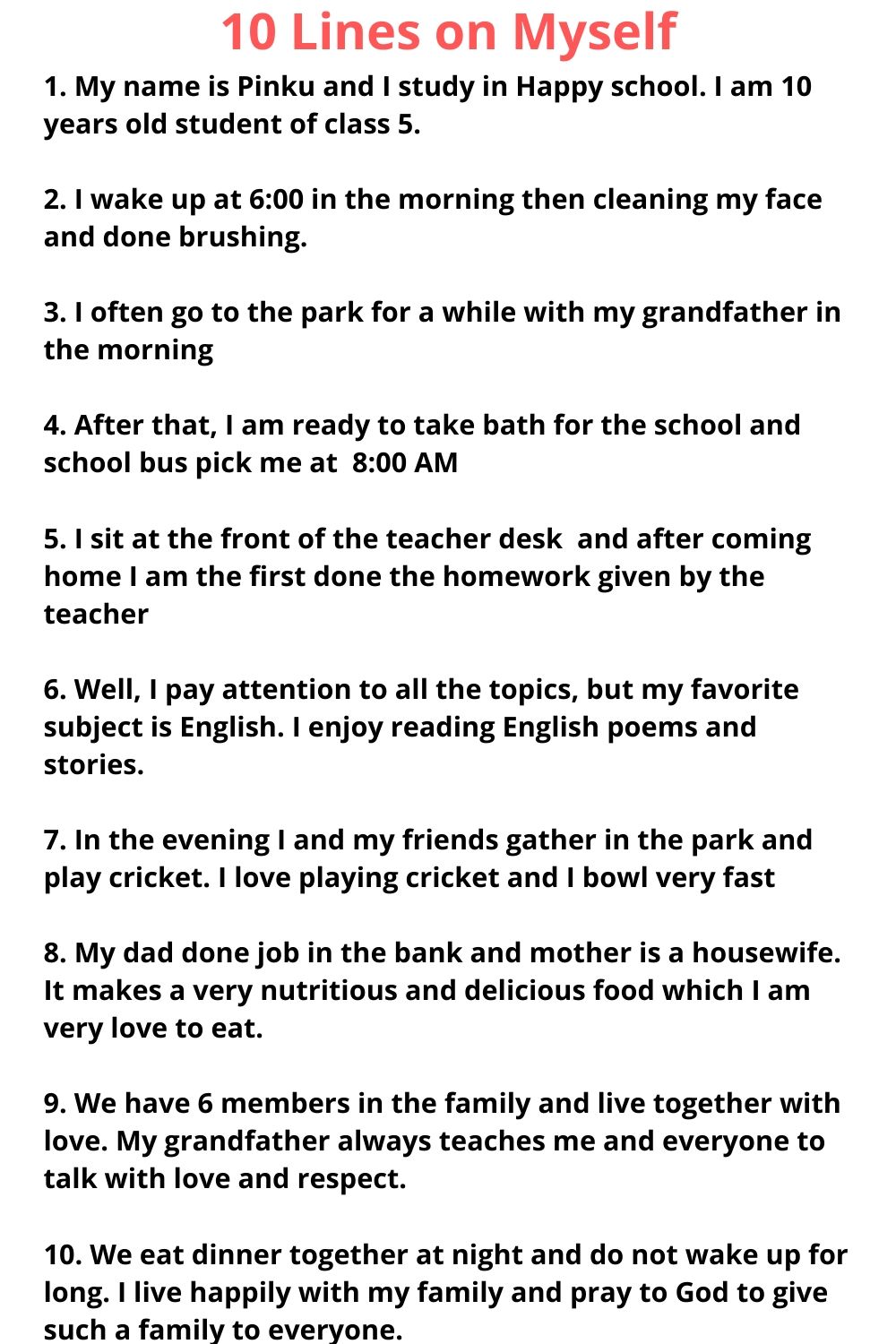 ᐅ BEST 27 Lines Essay About Myself in English For School Children