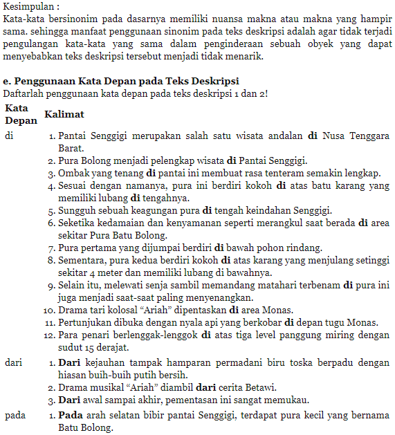 Tugas Bahasa Indonesia Kelas VII &quot;Menelaah Penggunaan
