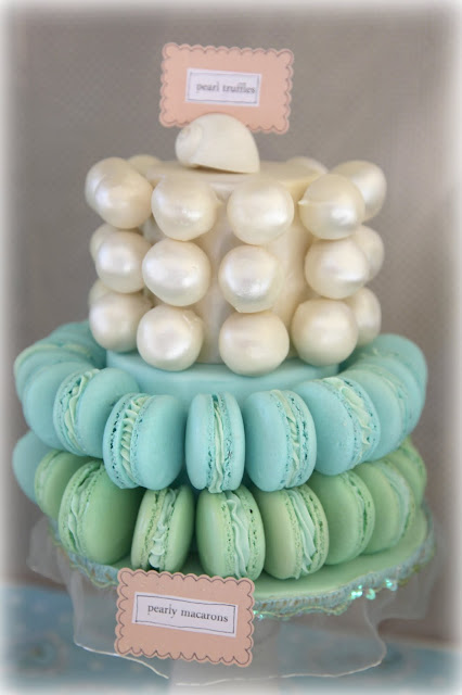 Bubble and Sweet: Pearly Cake Pop and Macaron Tower for the Mermaid ...
