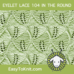 Overlapping Leaves Eyelet Lace 104 in the round