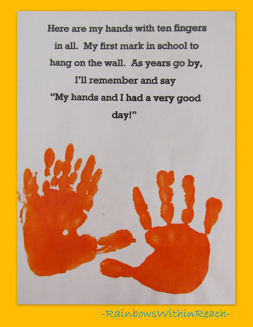 photo of: Handprint poem for preschool, handprint rhyme for kindergarten graduation