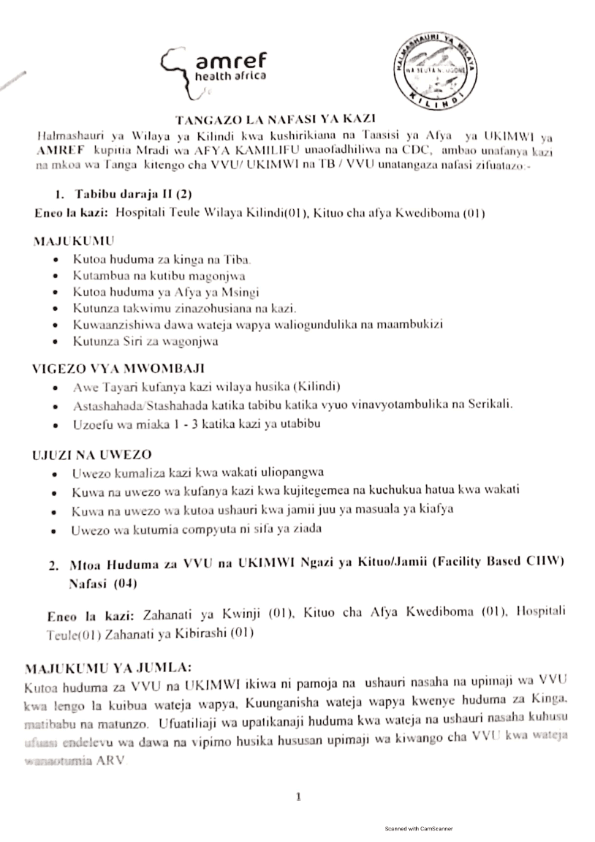 7 Job Vacancies at Kilindi District Council 1 TANGAZO 1 001