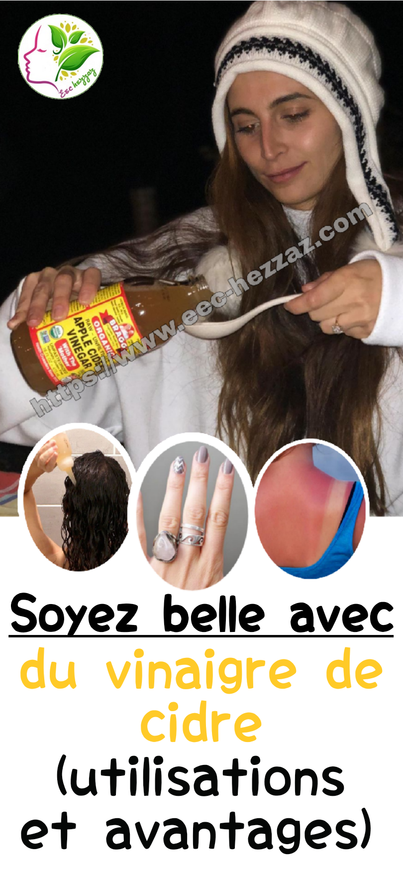 Soyez belle avec du vinaigre de cidre (utilisations et avantages)