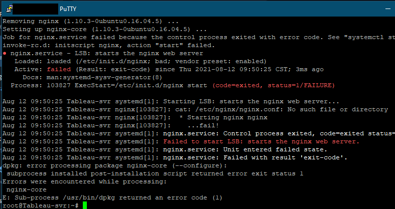 Ubuntu 16.04 nginx Failed to Start LSB, error exit status 1