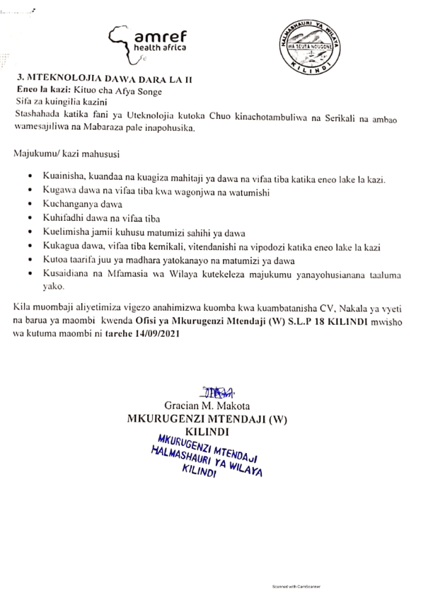 7 Job Vacancies at Kilindi District Council 3 TANGAZO 1 003