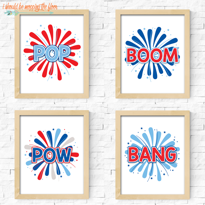 Four Fireworks Printables | These four patriotic printables are the perfect splash of FUN for your fourth of July decor!