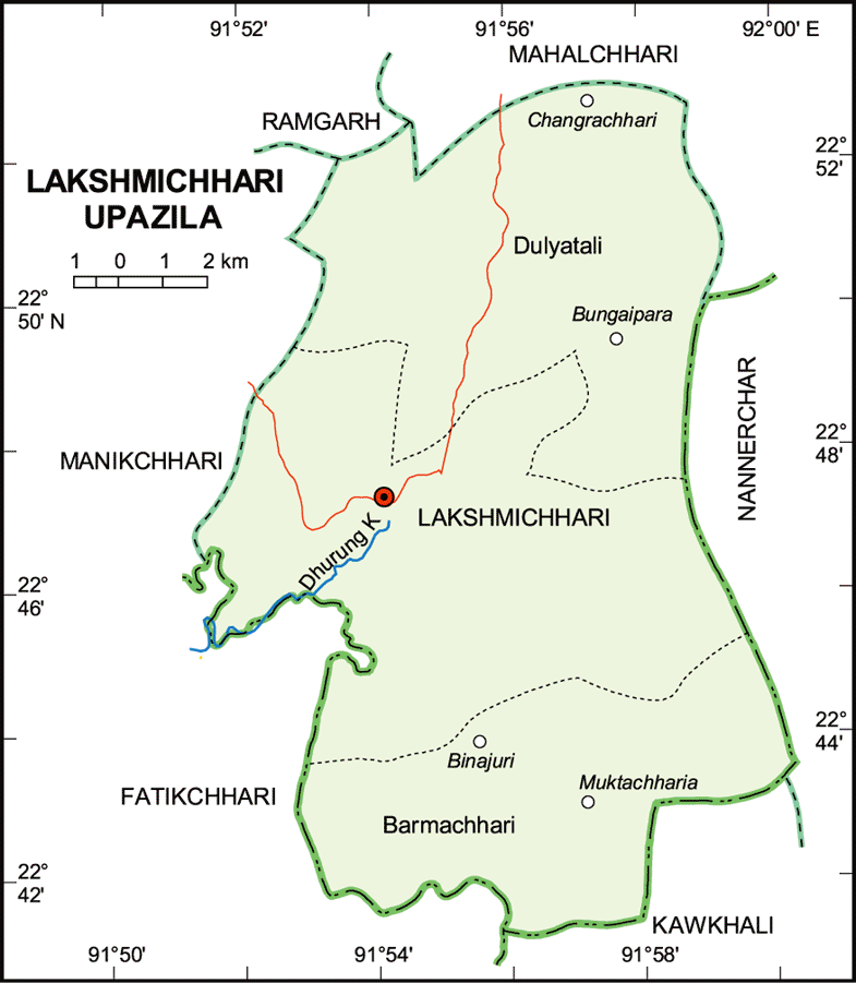 Laxmichari Upazila Map Khagrachari District Bangladesh