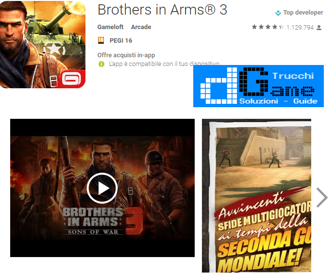 Trucchi Brothers in Arms 3 Mod Apk Android v1.4.4b dGame.it