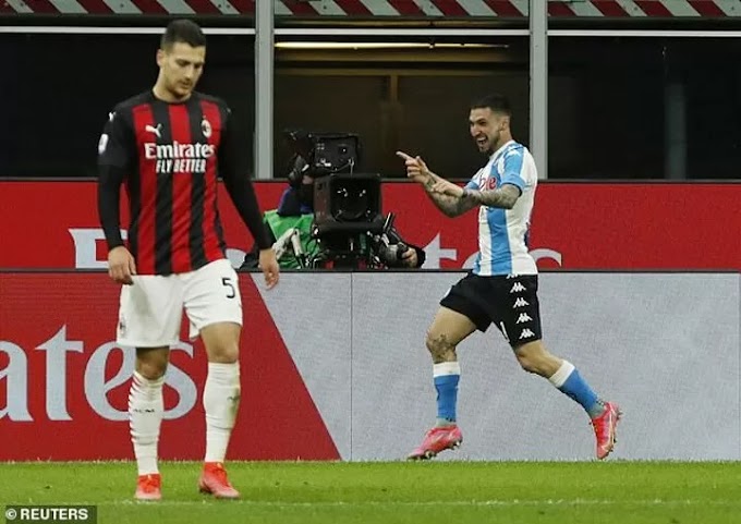 AC Milan slip nine points behind Inter at Napoli defeat.