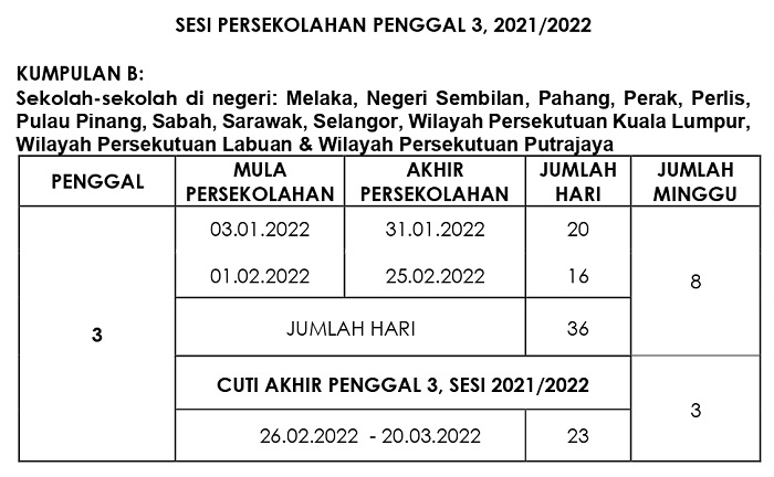 Kuala school holiday lumpur 2022 Calendar 2022