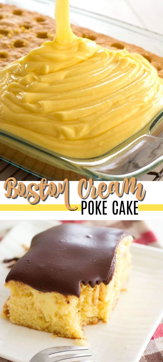 Boston Cream Poke Cake