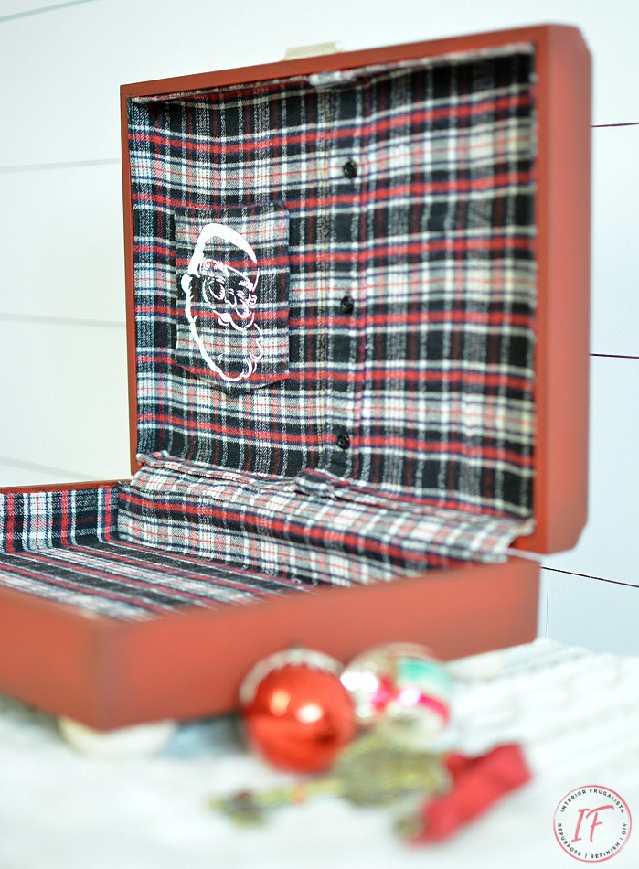 A special Christmas Eve Santa box that Mrs. Claus lined with Santa's old flannel shirt!
