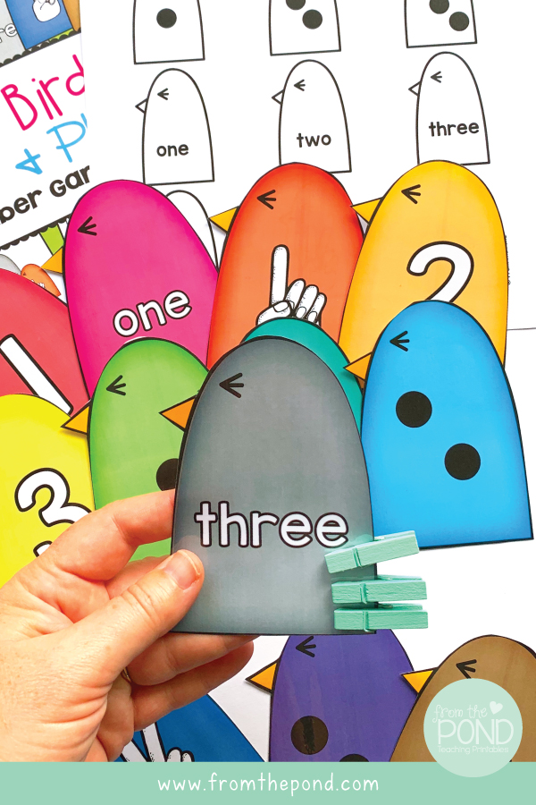 Learning Numbers to 3 Math Bird Clip It Cards
