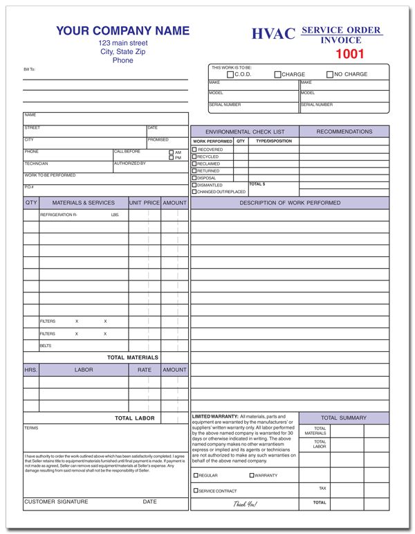 Air Conditioning Service Report Template Invoice Template
