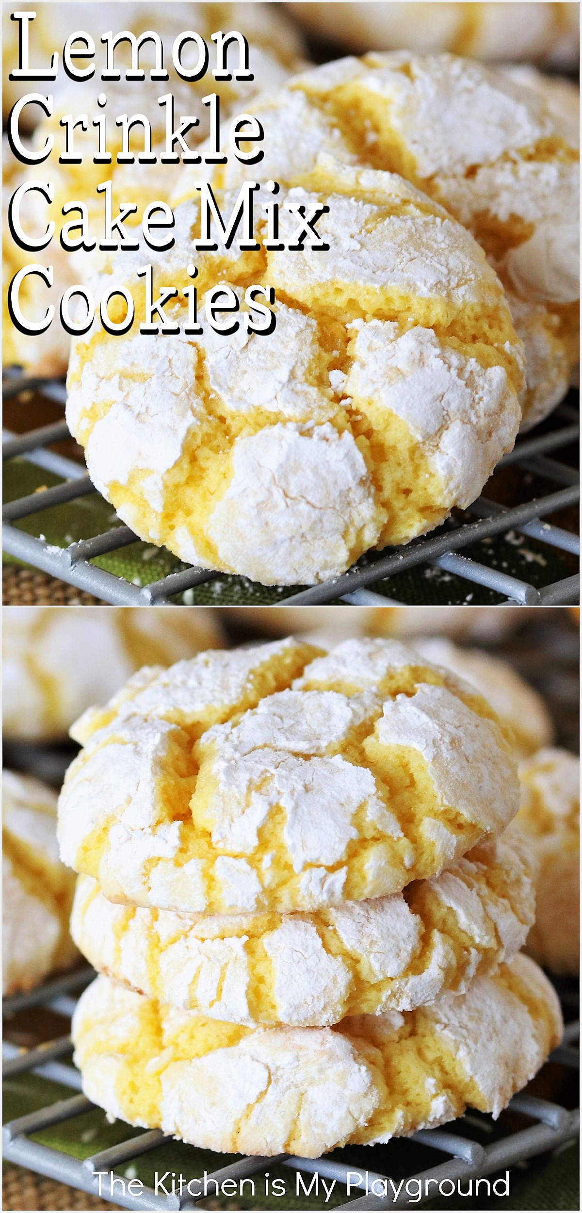 Lemon Crinkle Cake Mix Cookies The Kitchen is My Playground