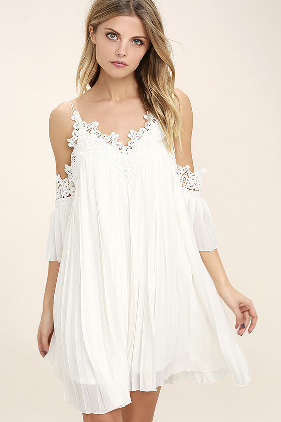 Fashion Flare♡♡: White Lace Off-the-Shoulder Dress