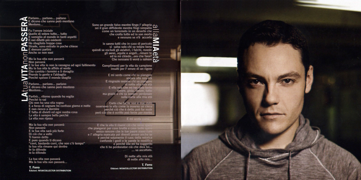 Encarte Tiziano Ferro Alla mia età Encartes Pop Encarte Tiziano Ferro Alla mia età Encartes Pop