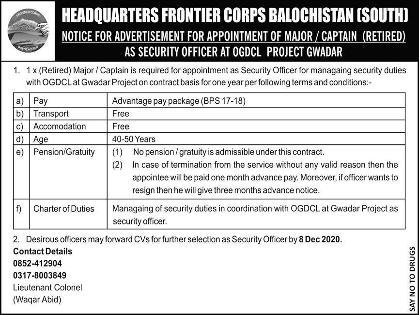 Pak Army Jobs 2020 Headquarters Frontier Corps FC Balochistan South Latest December 2020 Govt Jobs in Pakistan Pak Army Jobs 2020 Headquarters Frontier Corps FC Balochistan South Latest December 2020 Govt Jobs in Pakistan