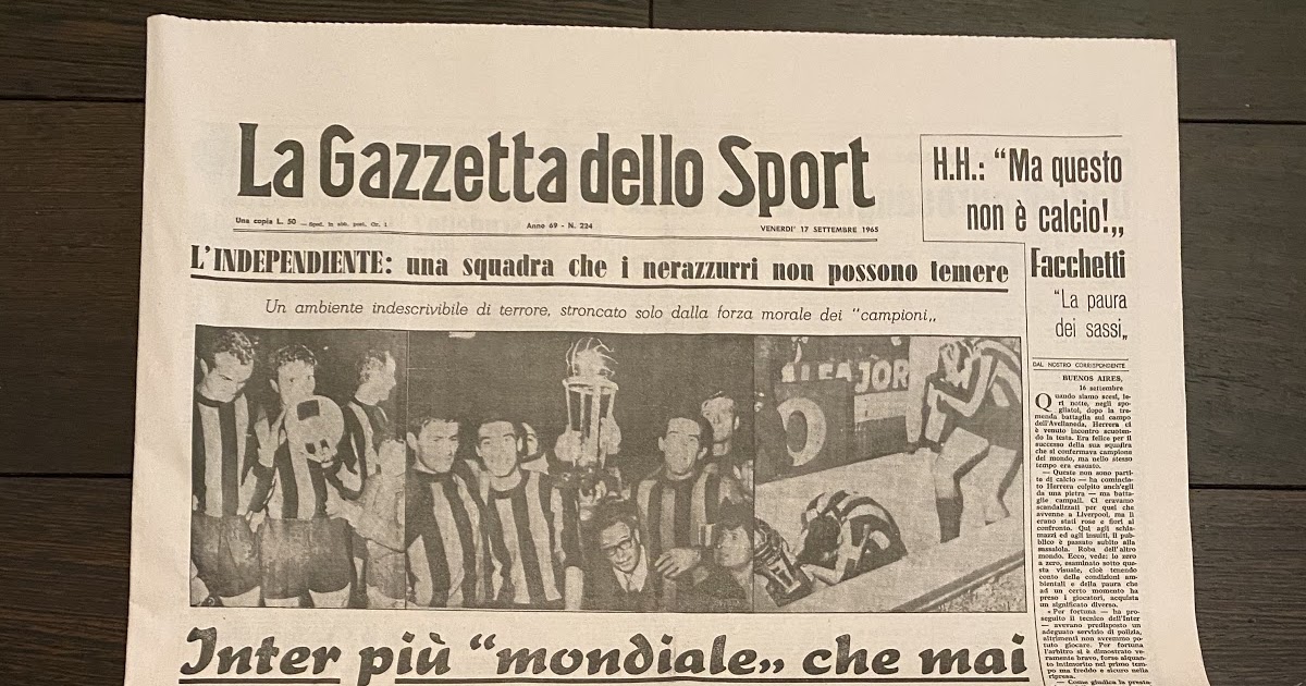 INTER MUSEUM 1^ PAGINA 1965 / COPPA INTERCONTINENTALE
