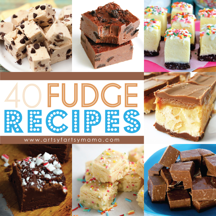 40 Fudge Recipes at artsyfartsymama.com #fudge #recipe