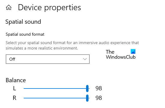Изменить звуковой баланс звука для левого и правого канала в Windows 10