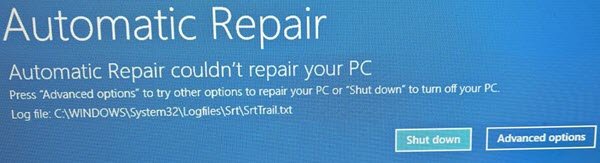 reparación automática no pudo reparar su pc