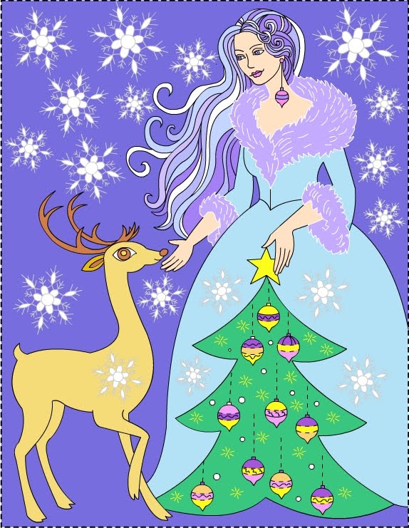 Nicole's Free Coloring Pages WINTER PRINCESS * COLORING PAGE