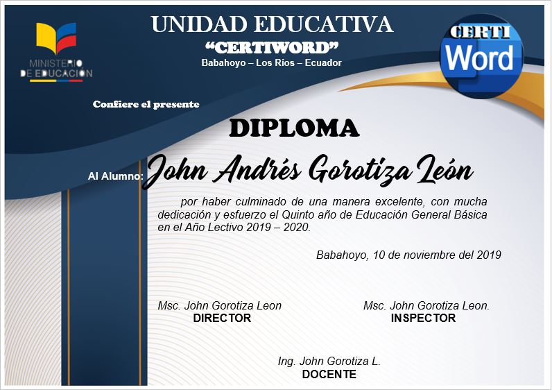 Diploma Elegant Editable En Word Certificados E Imprimibles En Word