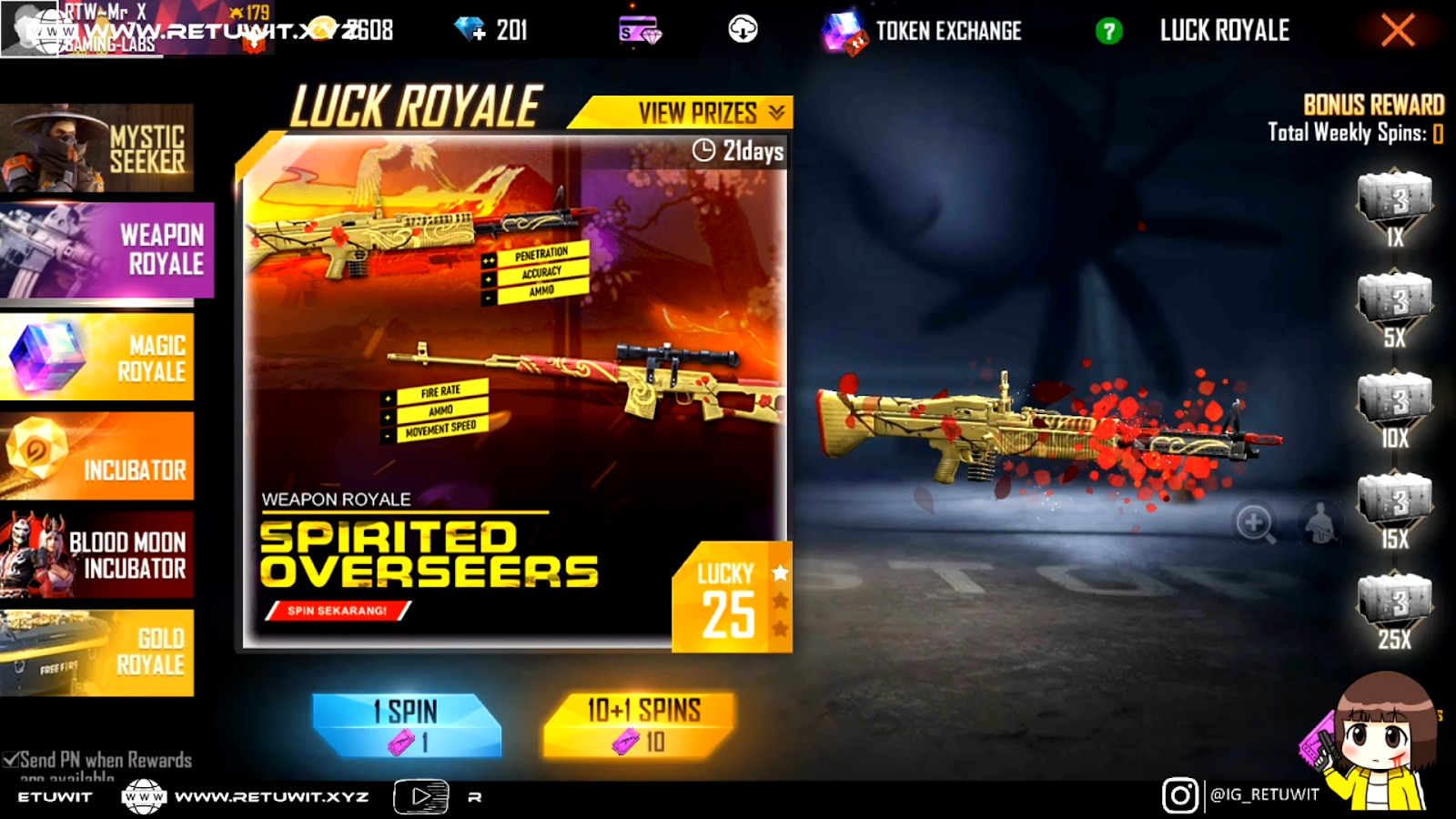 Spin Hoki Weapon Royale Terbaru M60 Spirited Overseas Ff