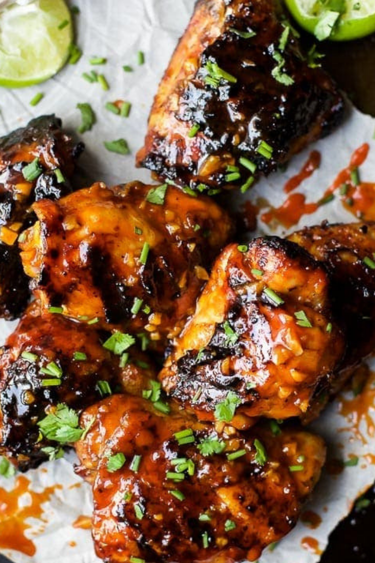 Honey Sriracha Grilled Chicken Thighs