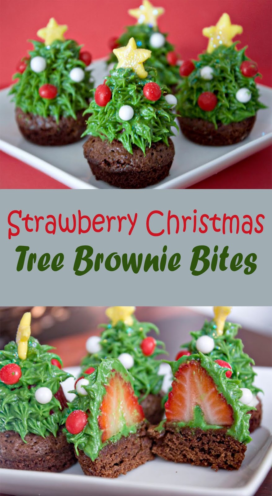 Strawberry Christmas Tree Brownie Bites - Health and Food