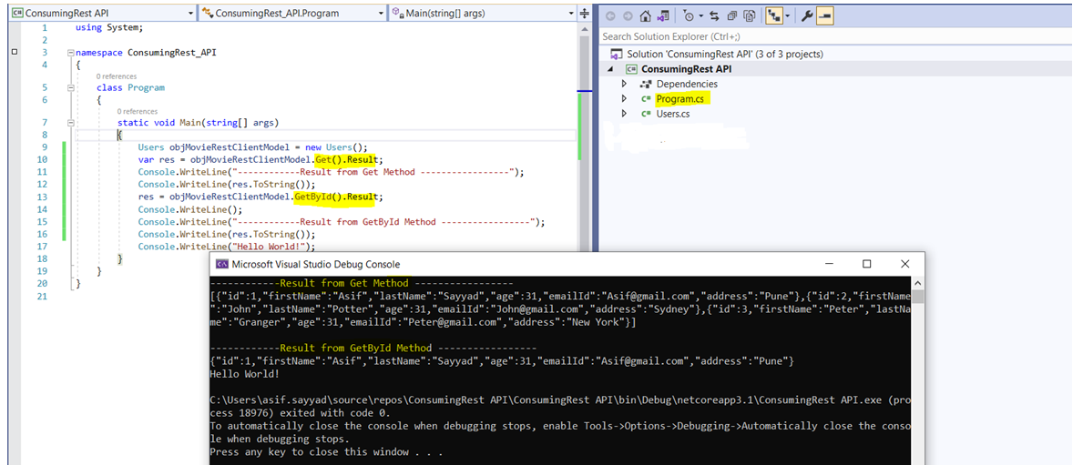 Blog by Asif Part 10 Consuming API from Console Application