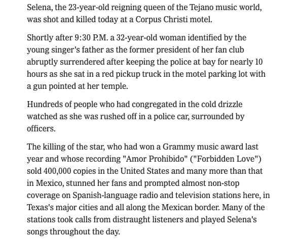 Top 25 most searched for lyrics of 2020 (so far) Simple Truth Television: Today in History | Singer Selena 25th Year