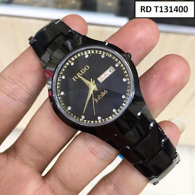 Đồng hồ đeo tay RD T131400 mặt tròn dây đá ceramic đen đẹp xuất sắc