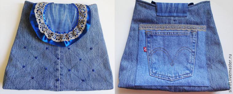 Handbag of old jeans with a strap. Pattern bags. DIY tutorial in pictures.  Сумочка из старых джинсов