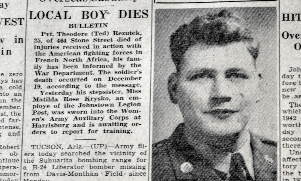 Vintage Johnstown Soldier Deaths 20 January 1943