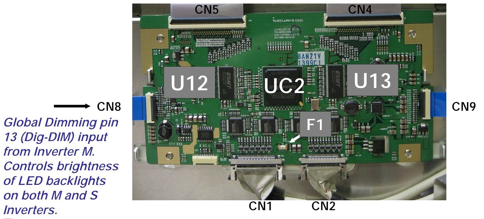 Electro help: LG 47LG90 LED LCD TV - T'CON BOARD - VOLTAGE CHECK - FUSE