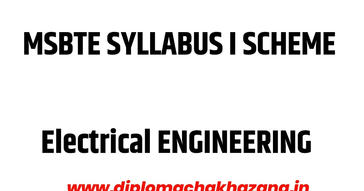 MSBTE syllabus i scheme Diploma in Electrical Engineering