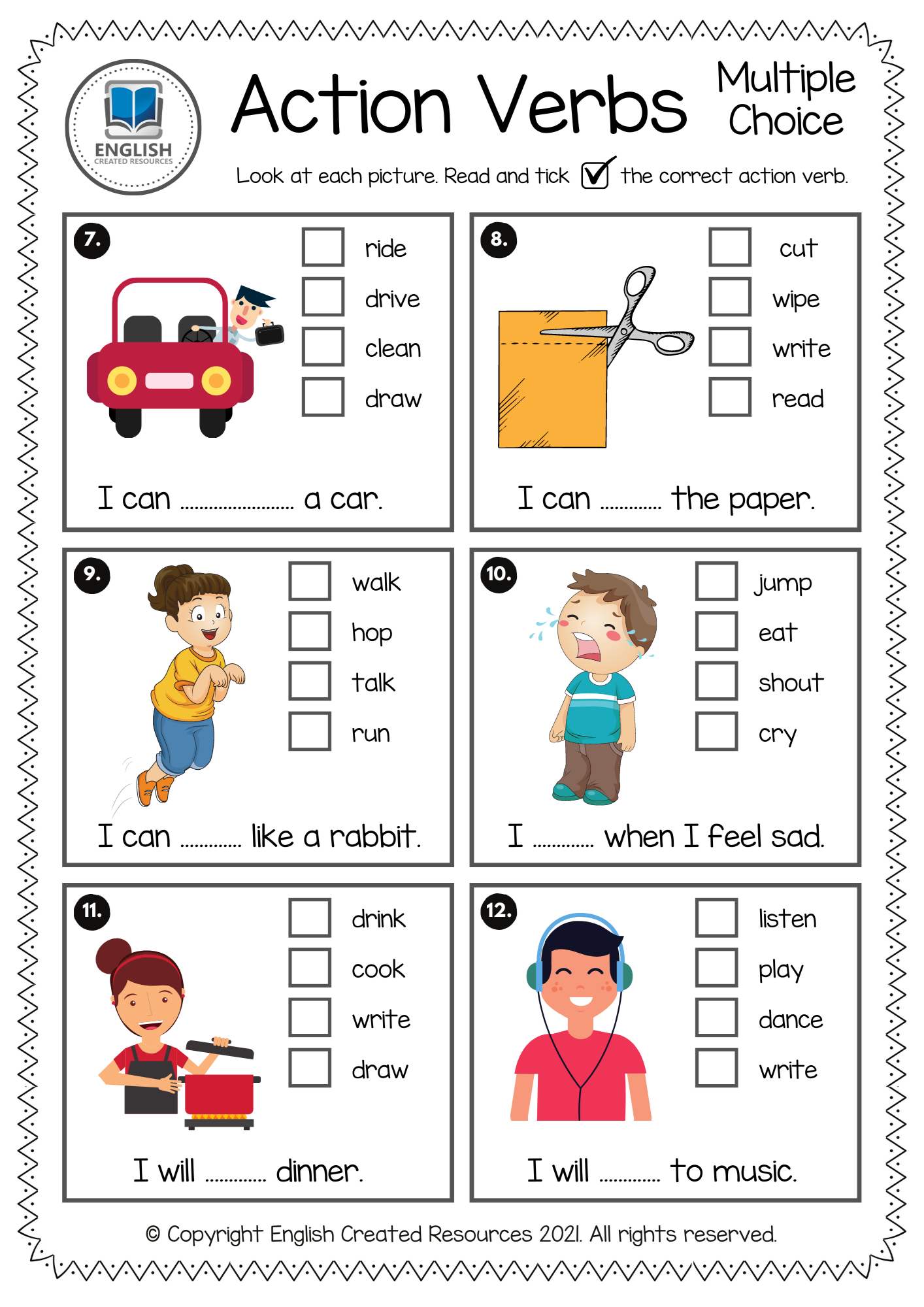 First Grade Worksheets On Action Verbs