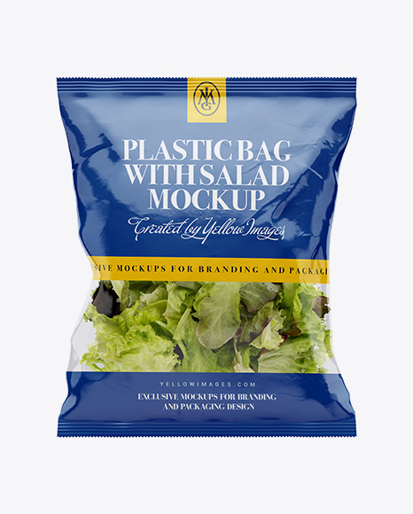 Download Free Packaging Clear Plastic Bag With Salad Mockup