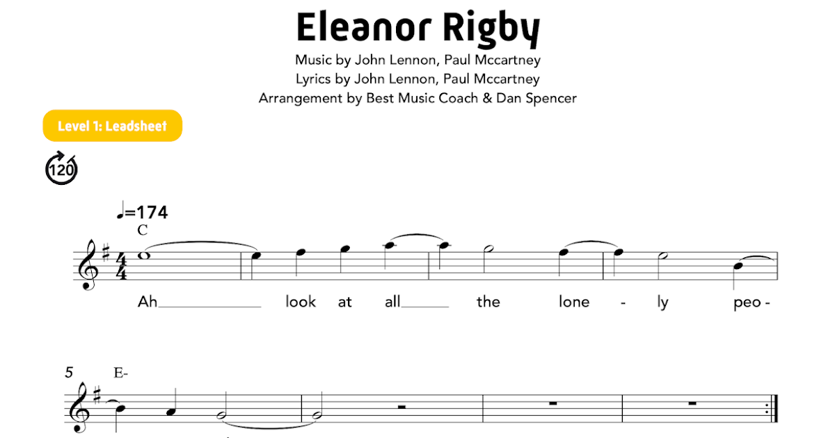 Eleanor Rigby, The Beatles Leadsheet Level 1, All Instruments