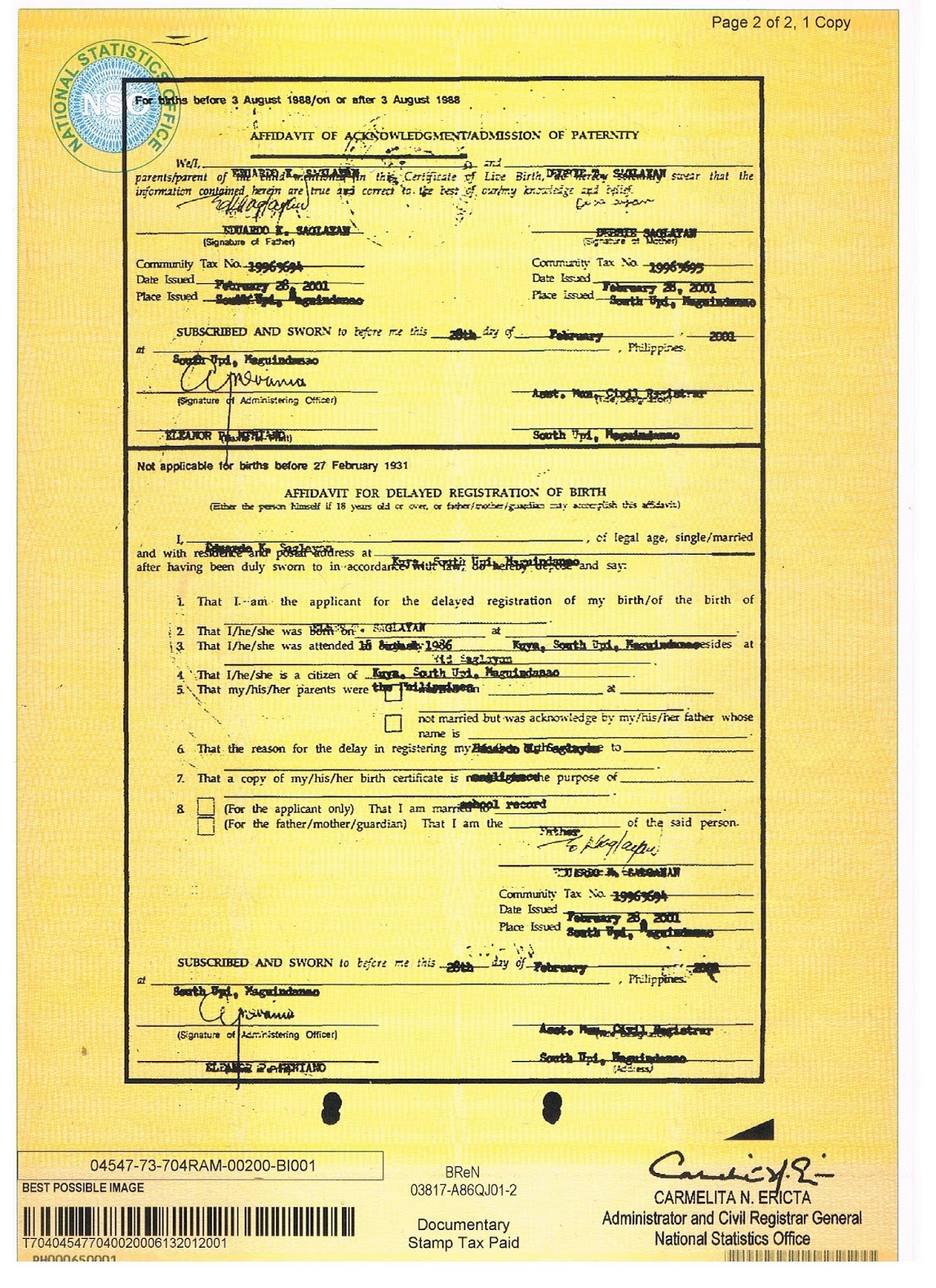 Elmer Saglayan my DIPLOMA, short course certificate ,nso...