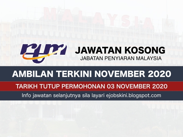 Jawatan Kosong Jabatan Penyiaran Malaysia November 2020