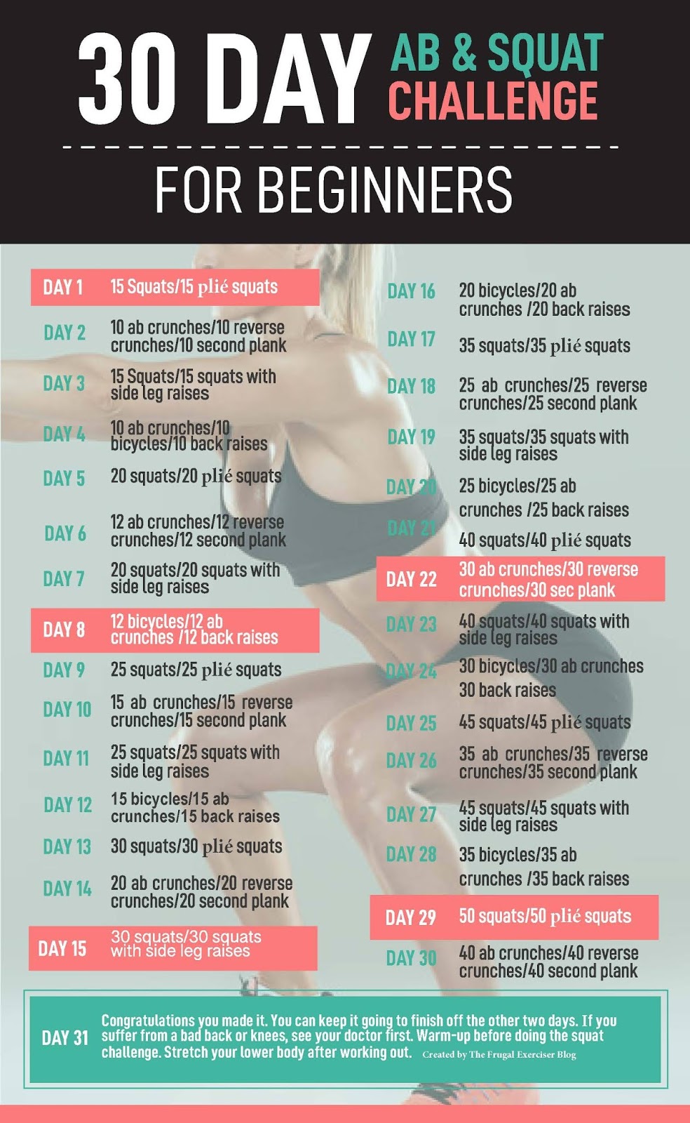 30 Day Ab and Squat Challenge for Beginners